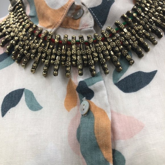 Red Handmade Metal Choker Necklace, Spikes Choker Antique Necklace, Kuchi Tribal - Picture 2 of 9